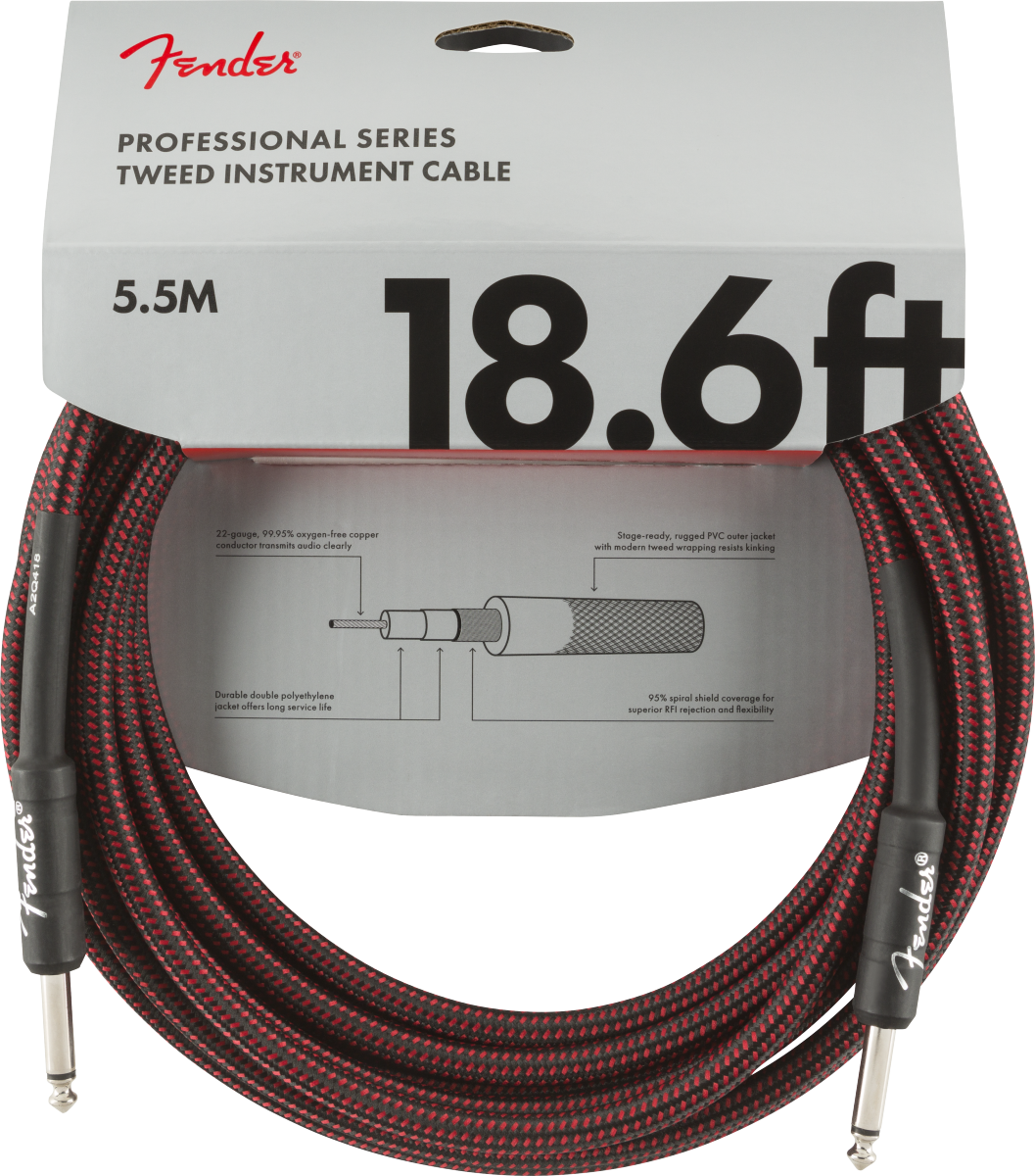 Fender Pro Instrument Cable 18.6ft Droit/droit Red Tweed - Cable - Main picture