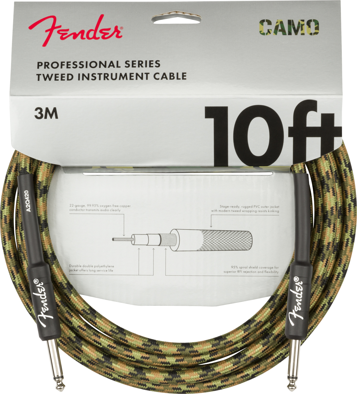 Fender Professional Series Instrument Cable Droit Droit 10ft 3m Woodland Camo - Cable - Main picture