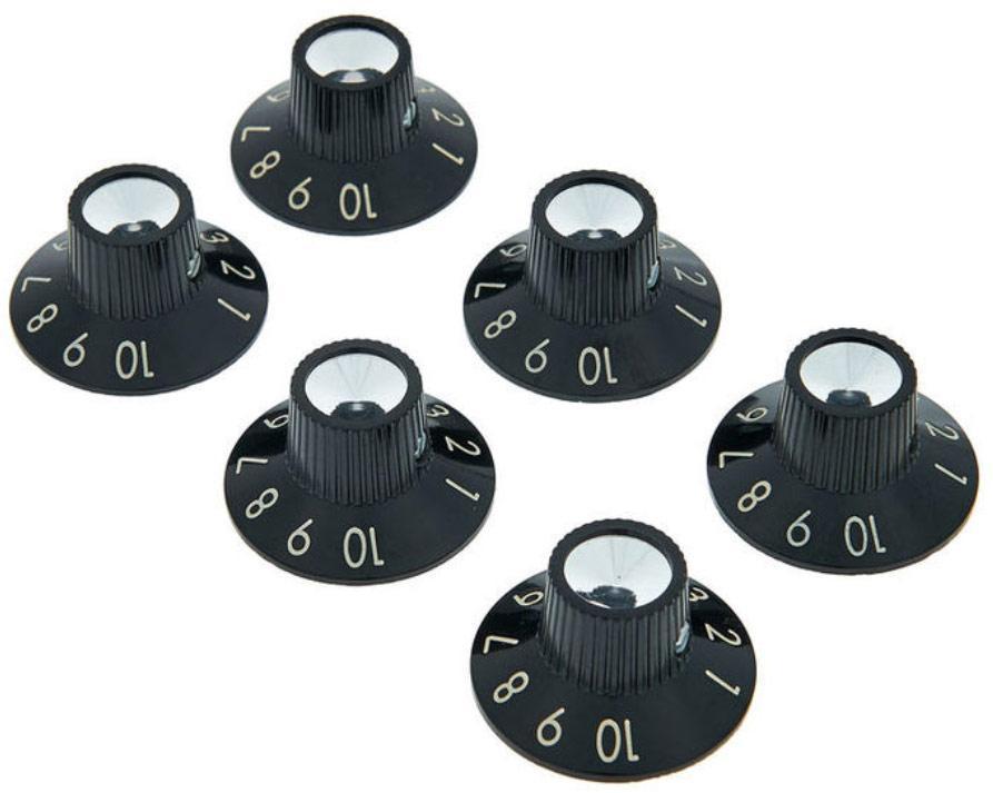 Amp knob Fender Pure Vintage Black-Silver Skirted Amplifier Knobs 6-Pack