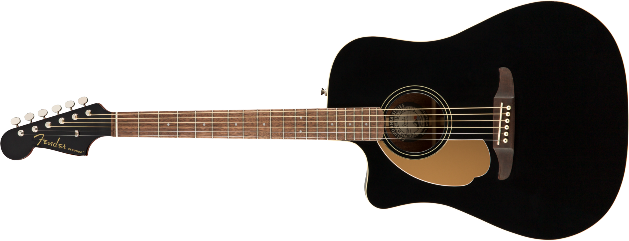Fender Redondo Lh California Player Gaucher Cw Epicea Acajou Pau - Jetty Black - Electro acoustic guitar - Main picture