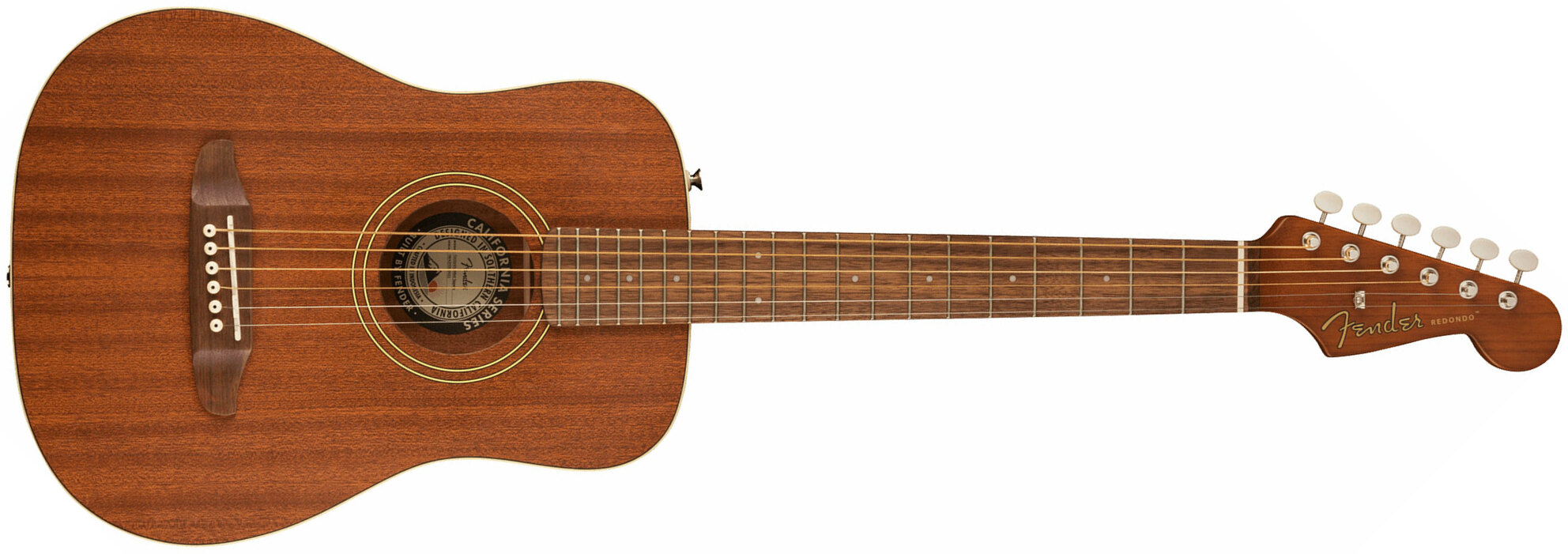 Fender Redondo Mini All Mahogany California Ltd Dreadnought 1/2 Tout Acajou Noy - Natural Satin - Travel acoustic guitar - Main picture