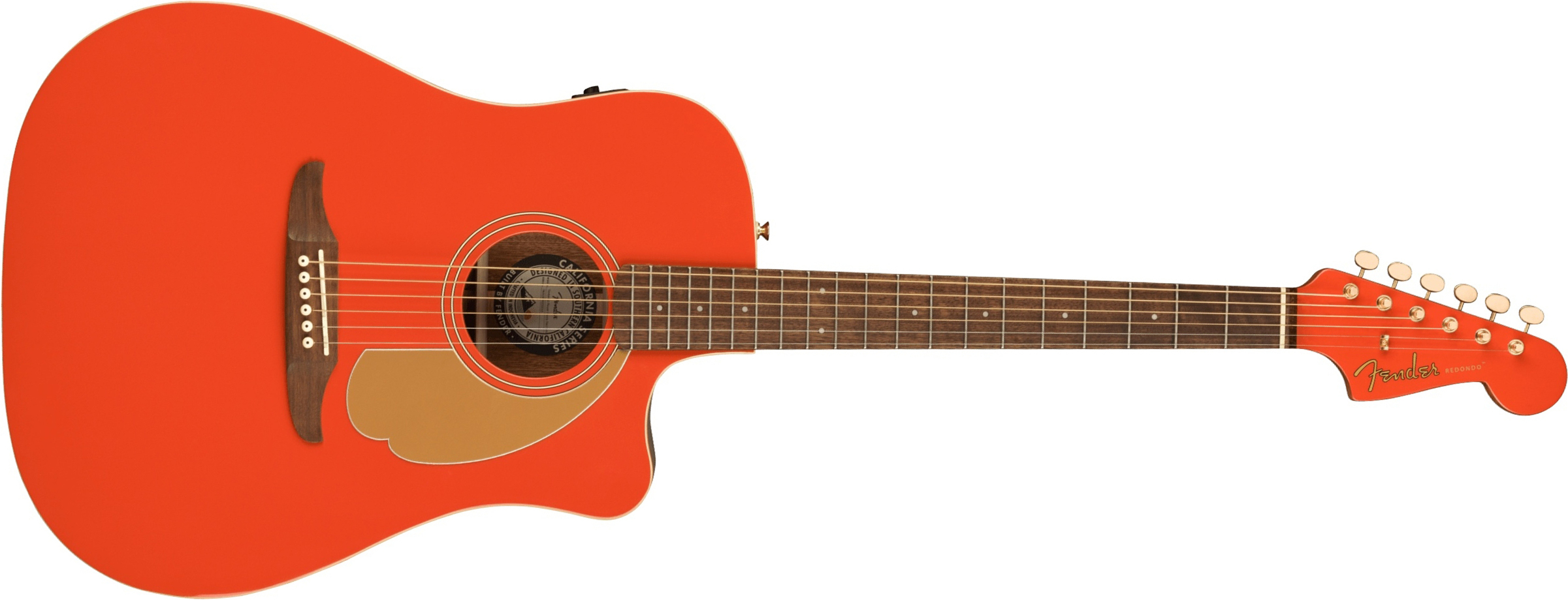 Fender Redondo Player California Ltd Dreadnought Cw Epicea Acajou Wal - Fiesta Red - Acoustic guitar & electro - Main picture