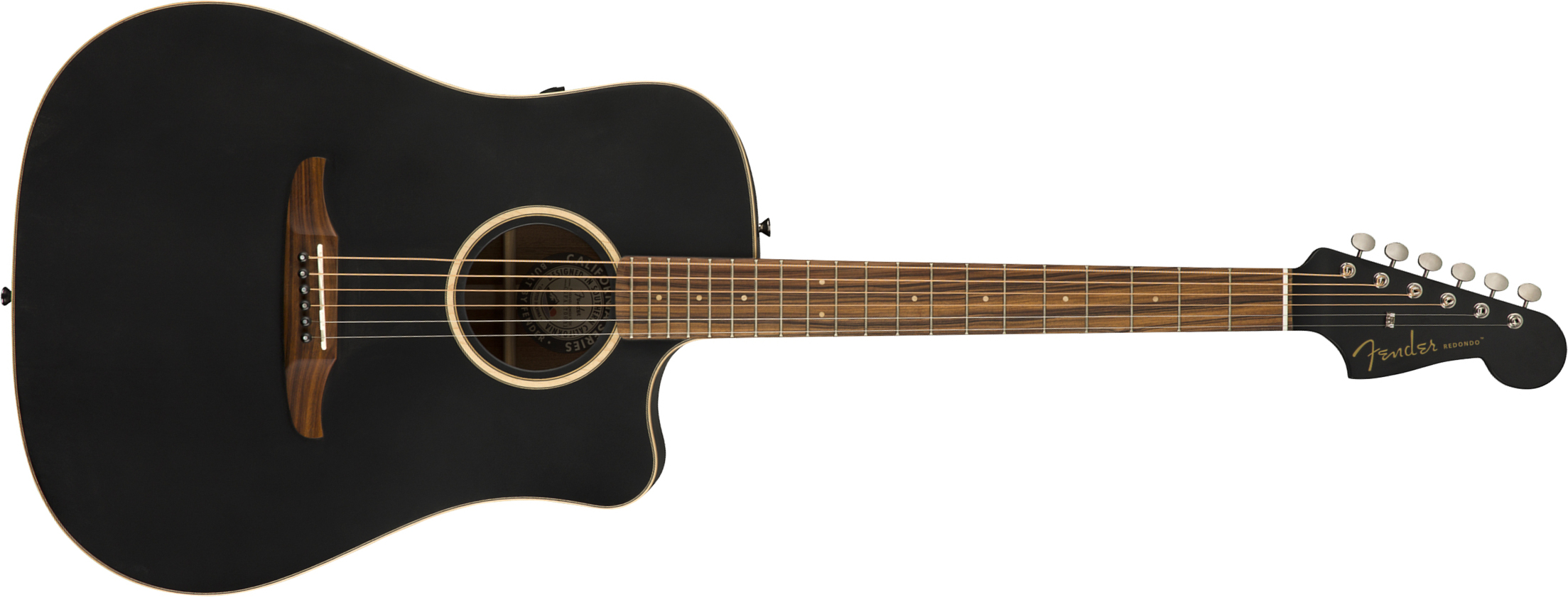 Fender Redondo Special California Dreadnought  Cw Epicea Acajou Pf +housse - Matte Black - Electro acoustic guitar - Main picture