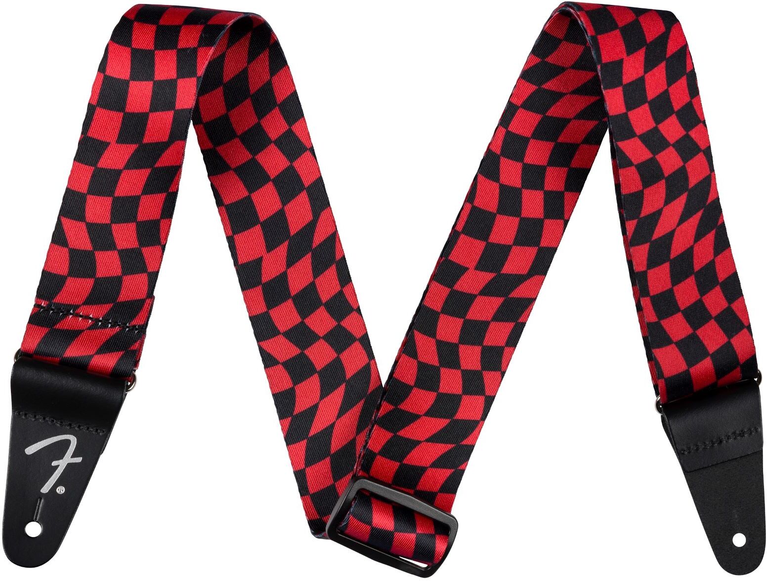 Fender Sangle Poly Wavy Checker Rouge - Guitar strap - Main picture