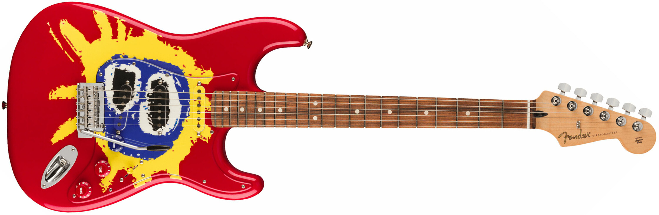 Fender Strat 30th Anniversary Screamadelica Ltd Mex 3s Trem Pf - Red Blue Yellow - Str shape electric guitar - Main picture