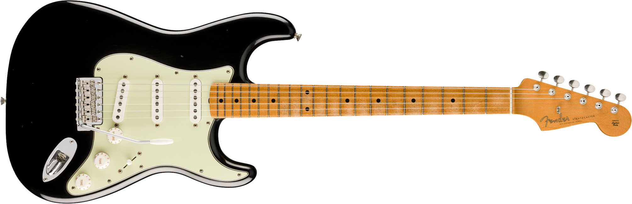 Fender Strat 60s Road Worn Vintera 2 Ltd Mex 3s Trem Mn - Black - Str shape electric guitar - Main picture