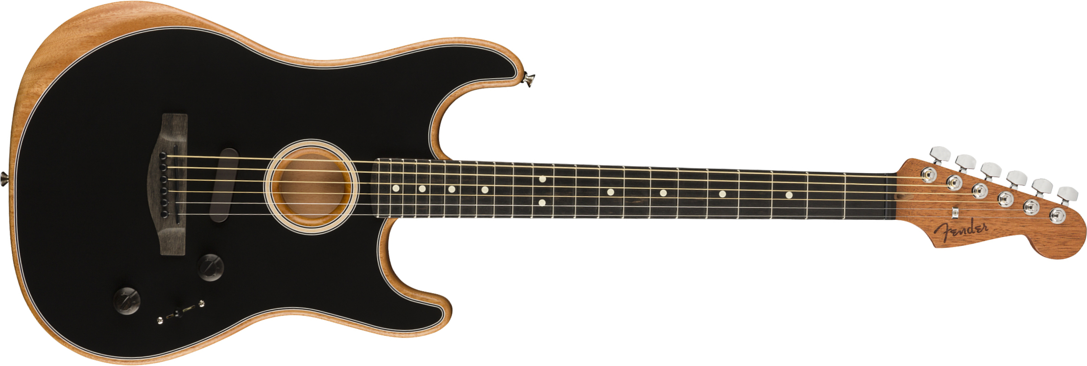 Fender Strat American Acoustasonic Usa Eb - Black - Electro acoustic guitar - Main picture