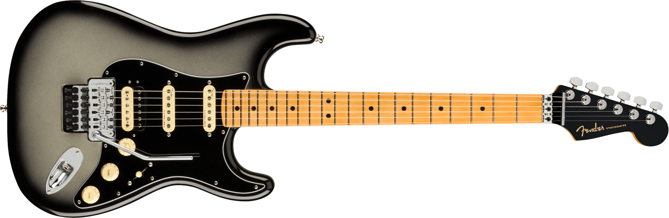 Fender Strat American Ultra Luxe Hss Floyd Rose Usa Fr Mn +etui - Silverburst - Str shape electric guitar - Main picture