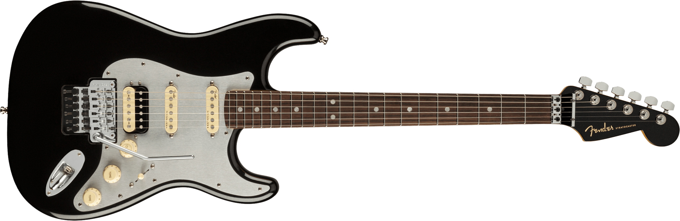 Fender Strat American Ultra Luxe Hss Floyd Rose Usa Fr Rw +etui - Mystic Black - Str shape electric guitar - Main picture
