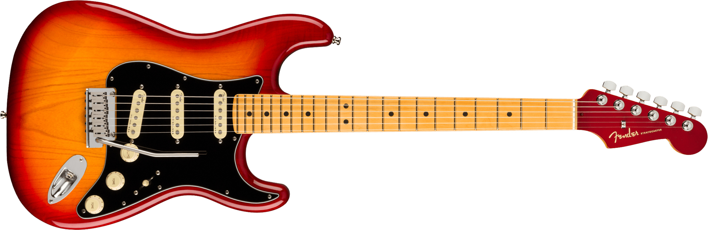 Fender Strat American Ultra Luxe Usa Mn +etui - Plasma Red Burst - Str shape electric guitar - Main picture