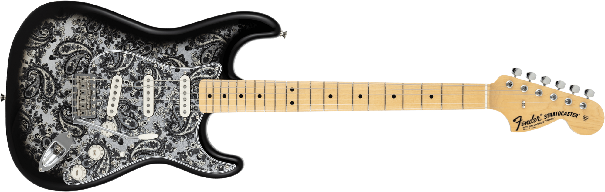 Fender Strat Ltd Jap 3s Trem Mn - Black Paisley - Str shape electric guitar - Main picture