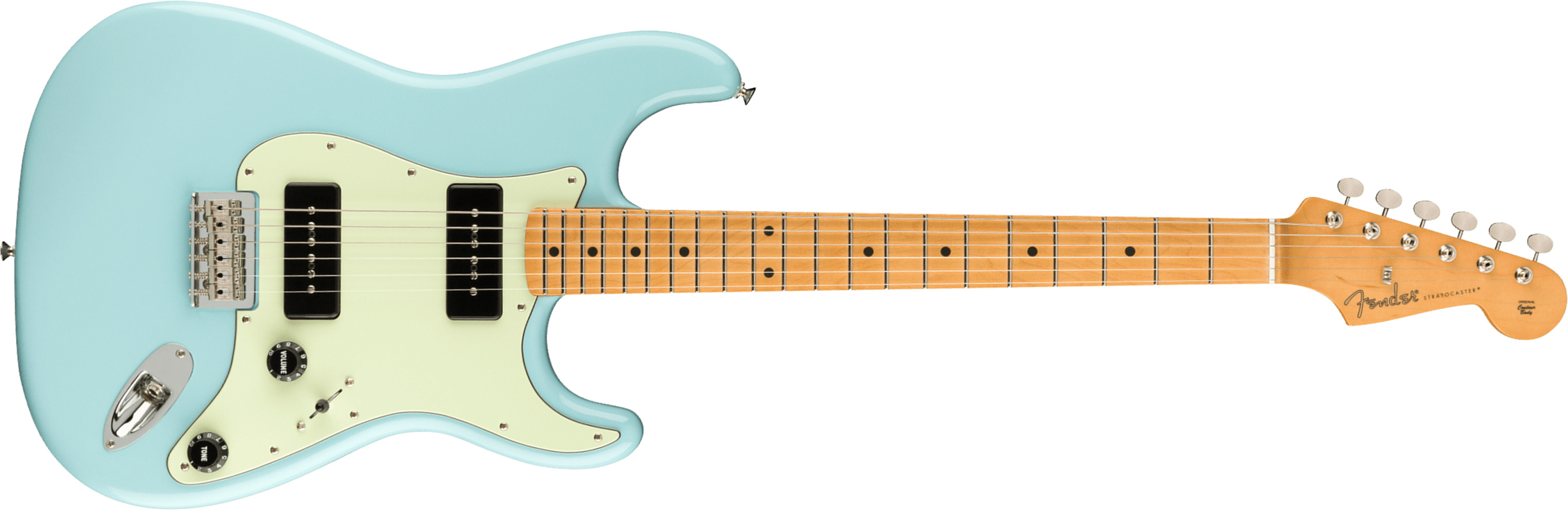 Fender Strat Noventa Mex Ss Ht Mn +housse - Daphne Blue - Str shape electric guitar - Main picture