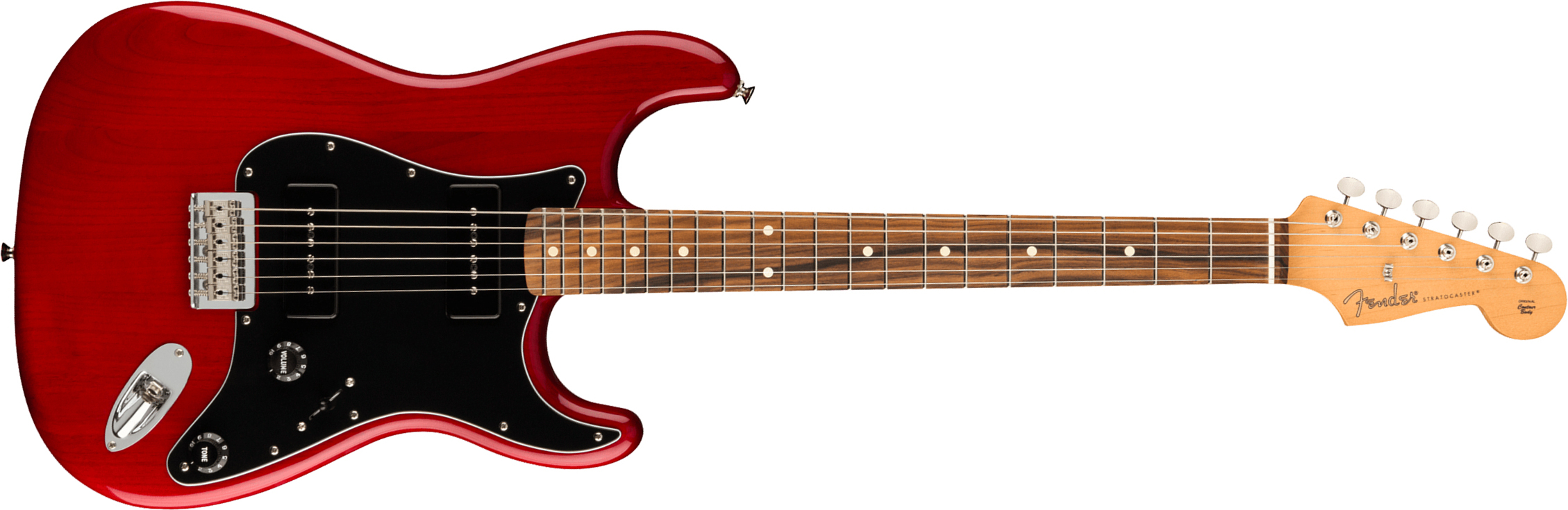 Fender Strat Noventa Mex Ss Ht Pf +housse - Crimson Red Transparent - Str shape electric guitar - Main picture
