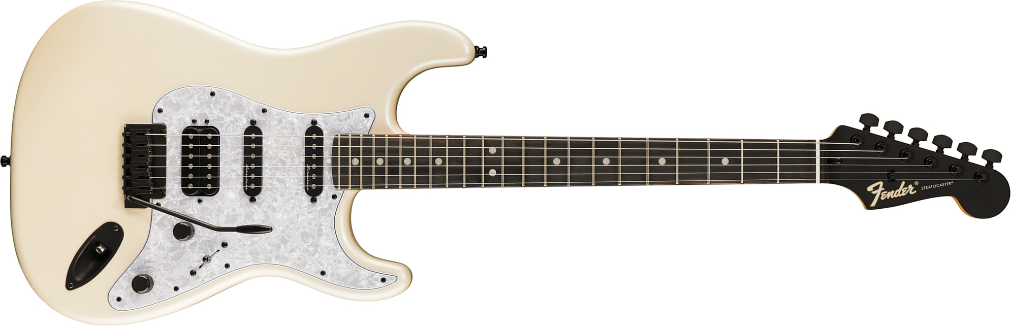 Fender Strat Player Fusion Ltd Mex Hss Trem Eb - Olympic Pearl - Str shape electric guitar - Main picture