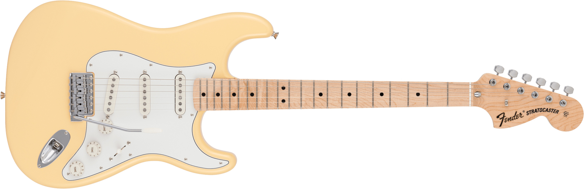 Fender Strat Traditional 70s Mij Ltd Jap 3s Trem Mn - Vintage White - Str shape electric guitar - Main picture