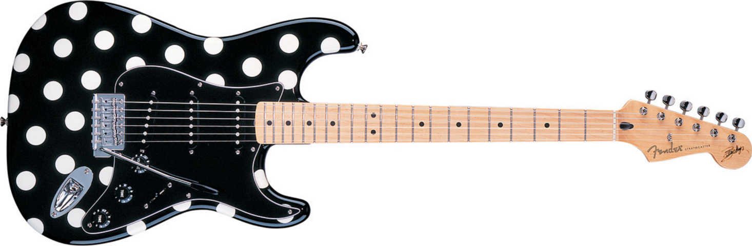 Fender Strat Mexican Artist Buddy Guy 3s Mn Black White Dots - Str shape electric guitar - Main picture