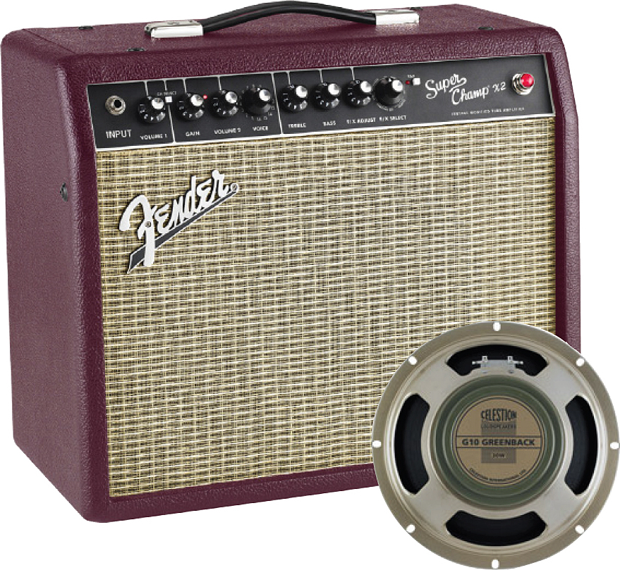 Fender Super Champ X2 Fsr 2014 Cabernet.blues 15w 1x10 Celestion Greenback Wine.red - Electric guitar combo amp - Main picture