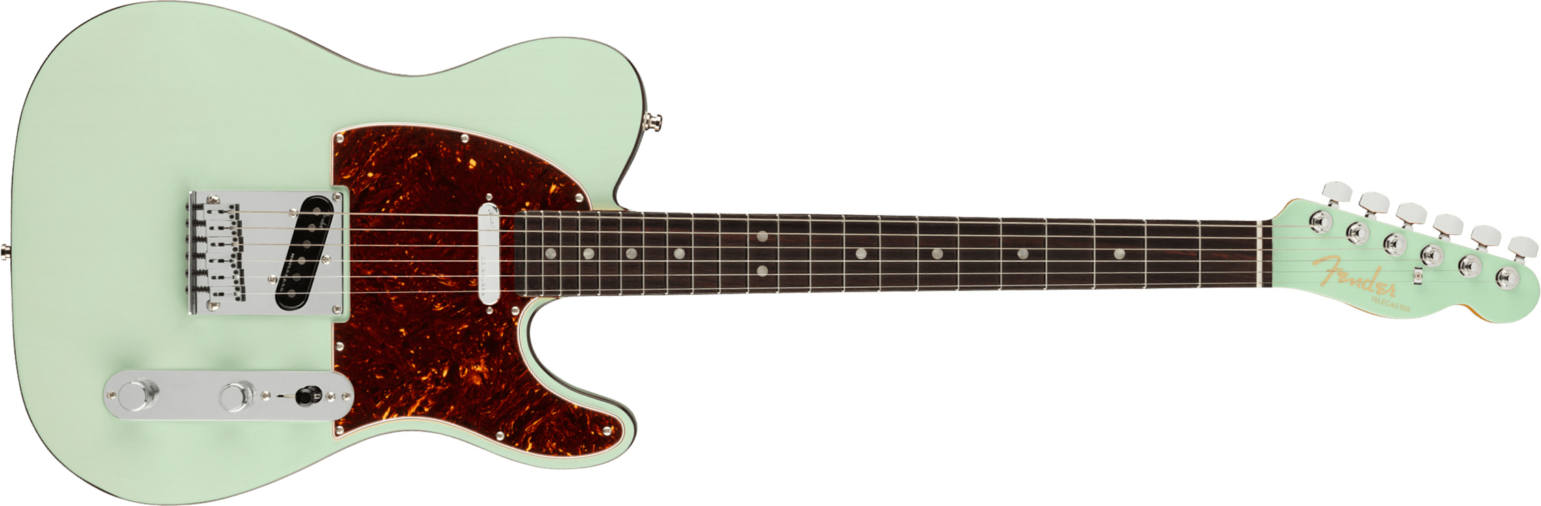 Fender Tele American Ultra Luxe Usa Rw +etui - Transparent Surf Green - Tel shape electric guitar - Main picture