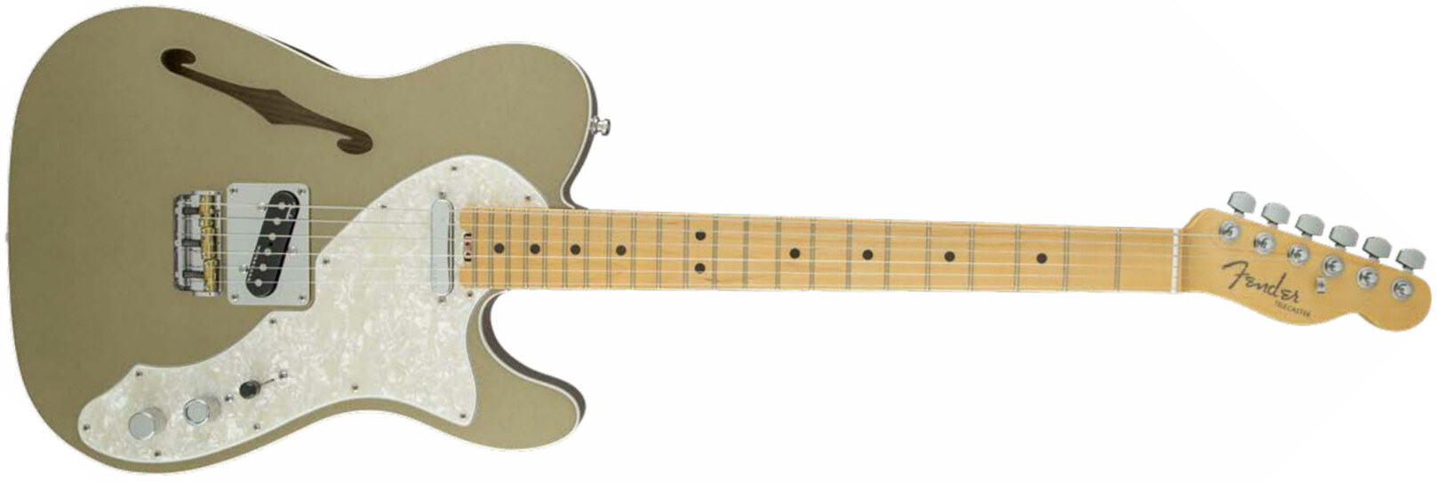 Fender Tele Thinline American Elite Usa 2017 2s Mn - Champagne - Semi-hollow electric guitar - Main picture