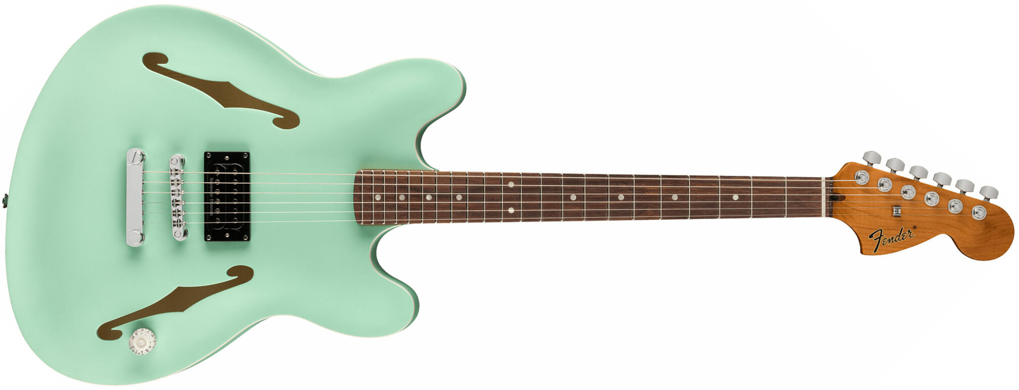 Fender Tom Delonge Starcaster 1h Seymour Duncan Ht Rw - Satin Surf Green - Semi-hollow electric guitar - Main picture