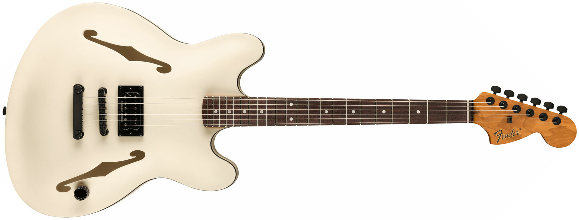 Fender Tom Delonge Starcaster Signature 1h Seymour Duncan Ht Rw - Satin Olympic White - Semi-hollow electric guitar - Main picture