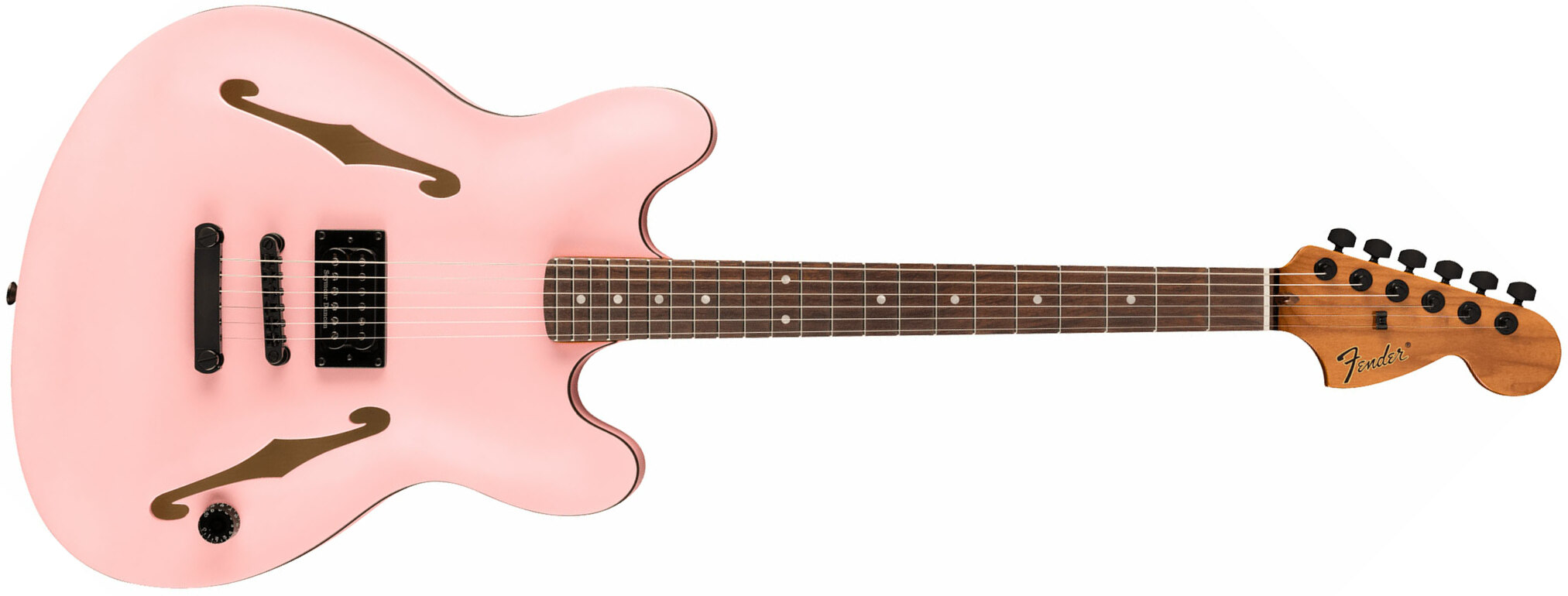 Fender Tom Delonge Starcaster Signature 1h Seymour Duncan Ht Rw - Satin Shell Pink - Semi-hollow electric guitar - Main picture
