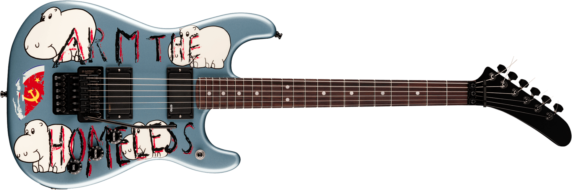 Fender Tom Morello Strat Arm The Homeless Signature 2h Emg Fr Rw - Blue Ice Metallic - Signature electric guitar - Main picture