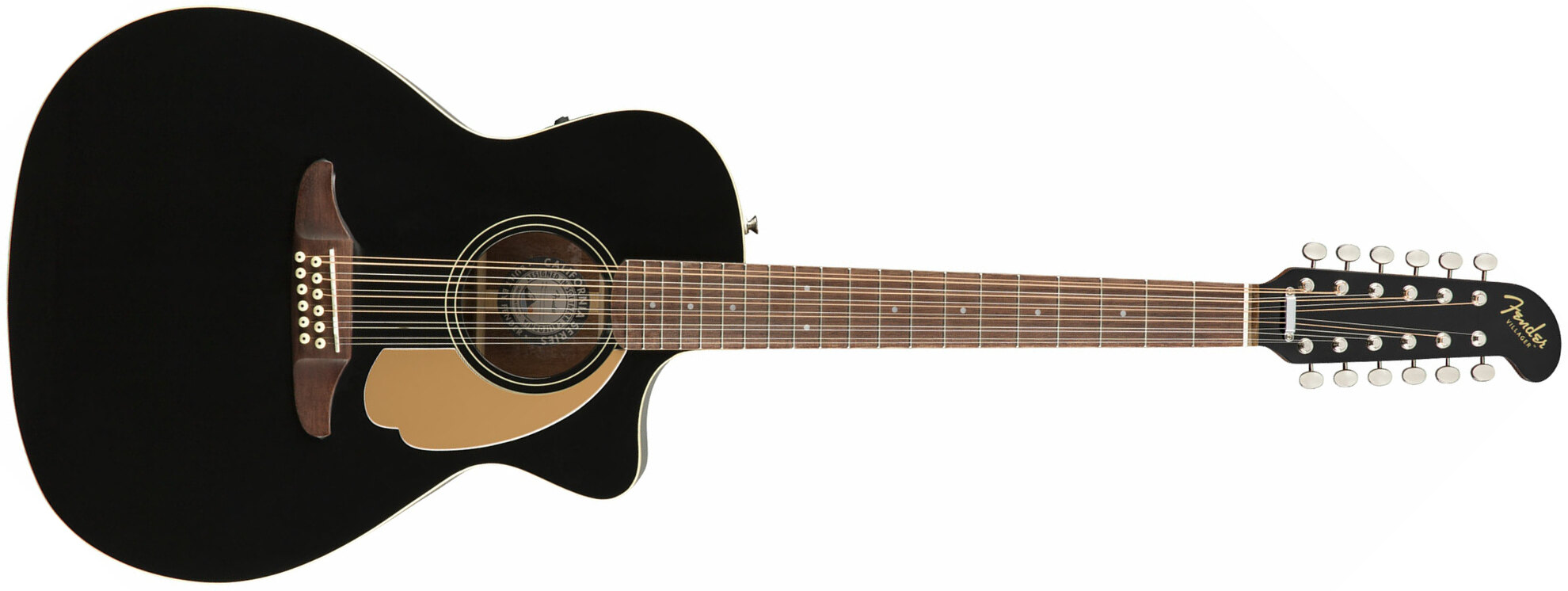 Fender Villager 12-string Dreadnought Cw 12c Epicea Acajou Wal - Black - Electro acoustic guitar - Main picture