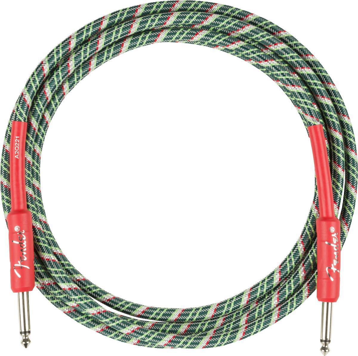 Cable Fender Wreath Holiday Instrument Cable 10ft - Red/Green