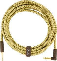 Cable Fender Deluxe Instrument Cable, 15ft, Straight/Angle - Tweed