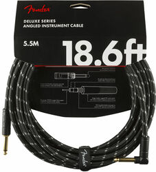 Cable Fender Deluxe Instrument Cable, Straight/Angle, 18.6ft - Black Tweed