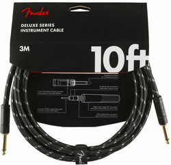 Cable Fender Deluxe Instrument Cable, Straight/Straight, 10ft - Black Tweed