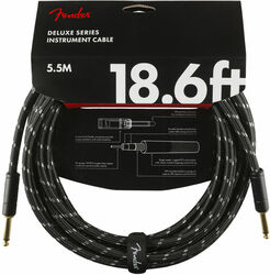 Cable Fender Deluxe Instrument Cable, Straight/Straight, 18.6ft - Black Tweed