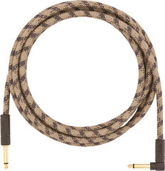 Cable Fender Festival Pure Hemp Instrument Cable, Straight/Angle, 10ft - Brown Stripe