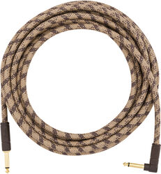 Cable Fender Festival Pure Hemp Instrument Cable, Straight/Angle, 18.6ft - Brown Stripe
