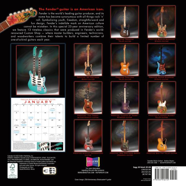 Fender 2023 Custom Shop Wall Calendar Calendar