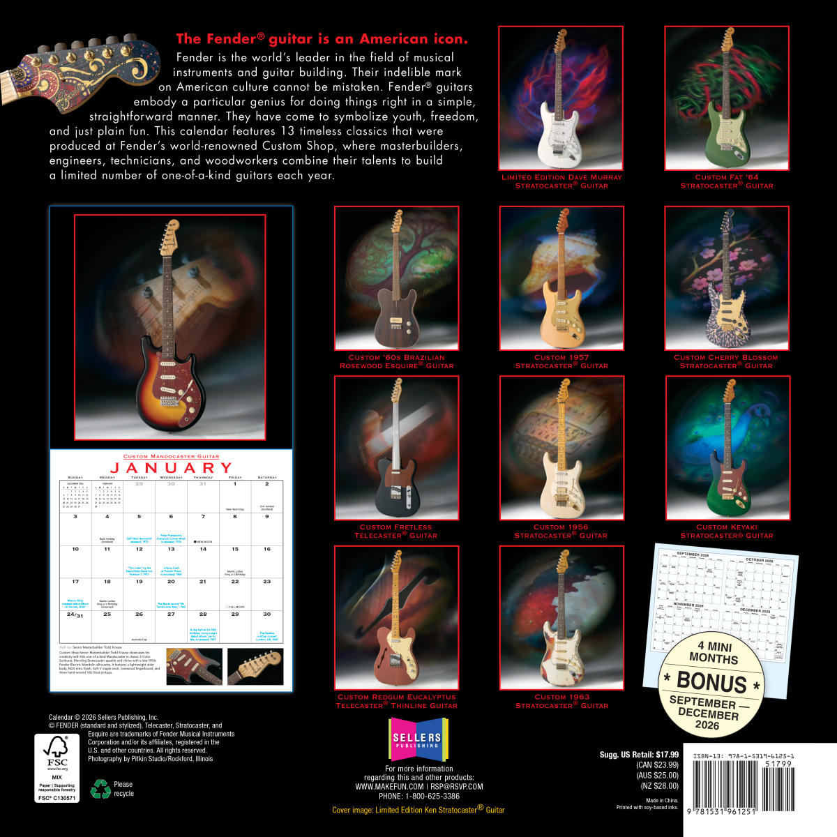 Fender Custom Shop 2027 Calendar - Calendar - Variation 1