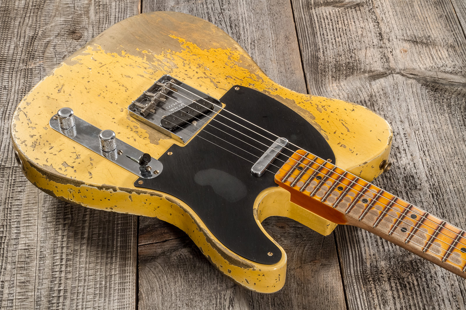 Fender Custom Shop Double Esquire/tele 1950 2s Ht Mn #r126773 - Super Heavy Relic Aged Nocaster Blonde - Tel shape electric guitar - Variation 2