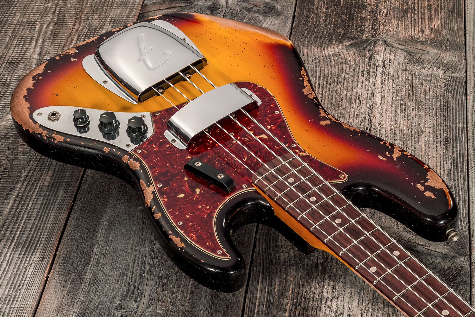 Fender Custom Shop Jazz Bass 1961 Rw #cz572155 - Heavy Relic 3-color Sunburst - Solid body electric bass - Variation 2