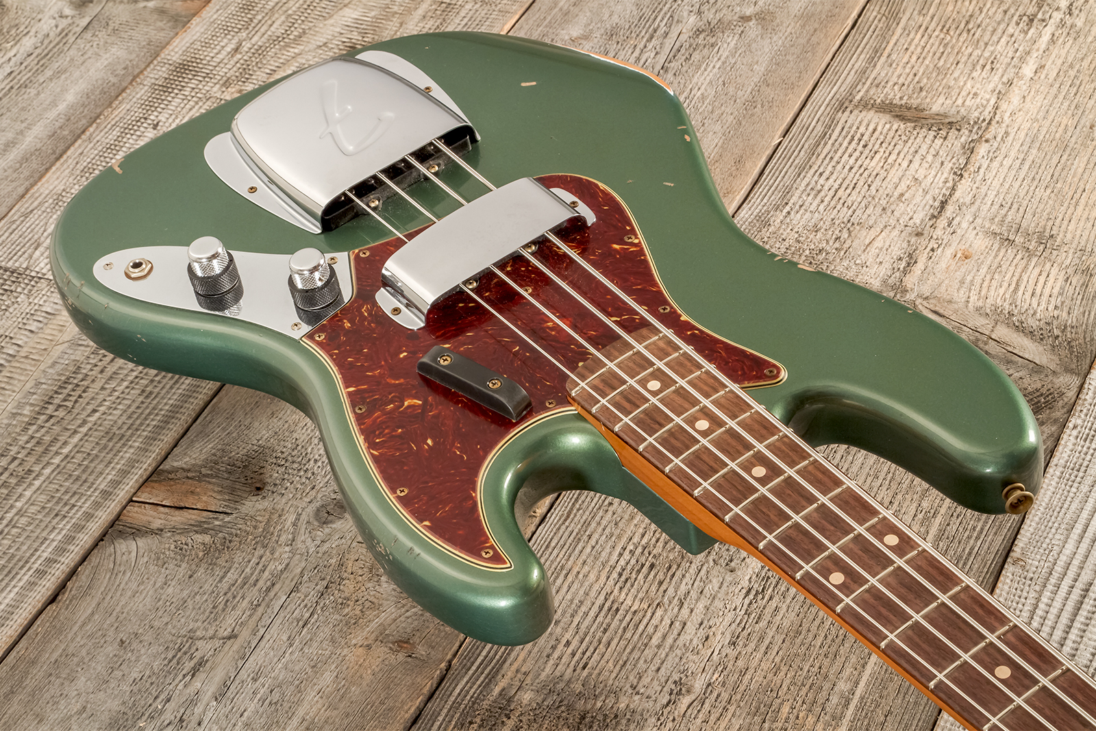 Fender Custom Shop Jazz Bass 1963 Rw #r135891 - Relic Sherwood Green Metallic - Solid body electric bass - Variation 2