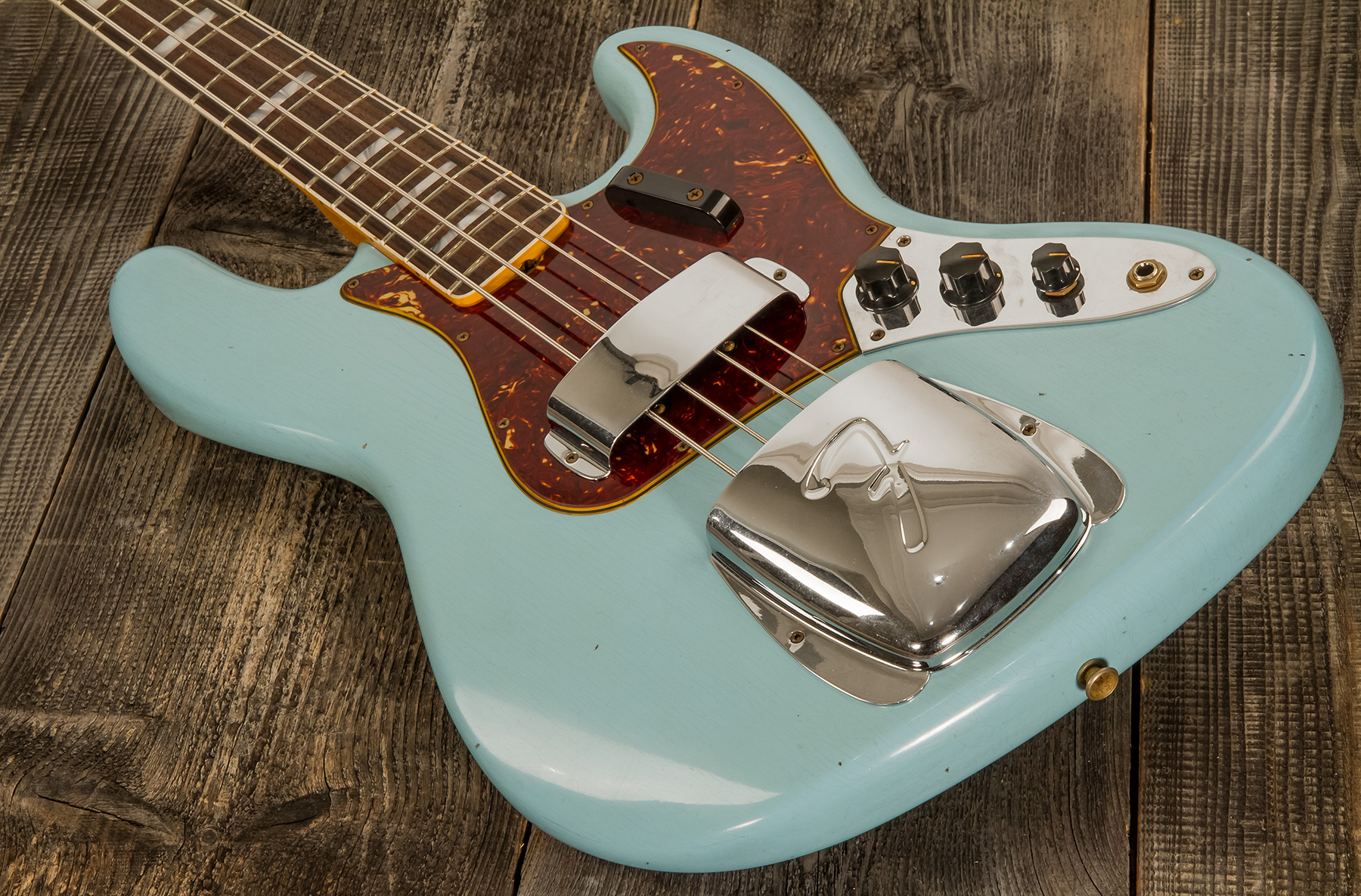 Fender Custom Shop Jazz Bass 1966 Rw #cz553892 - Journeyman Relic Daphne Blue - Solid body electric bass - Variation 3