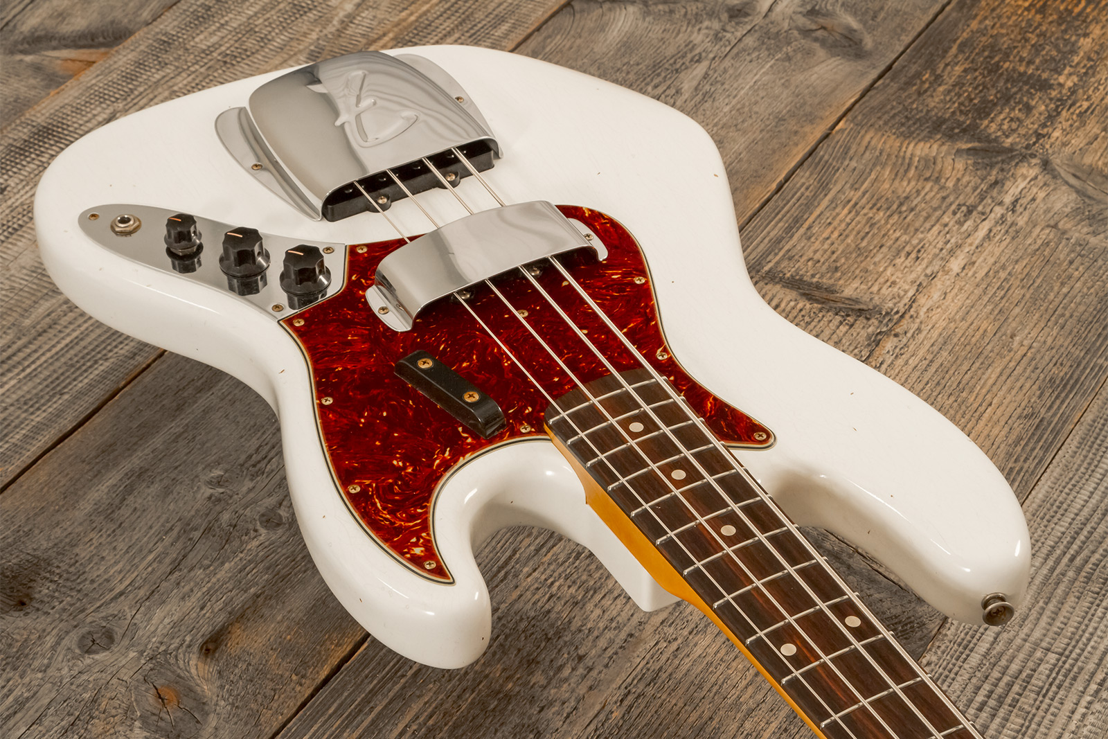 Fender Custom Shop Jazzbass 1964 Rw #r145112 - Journeyman Relic Olympic White - Solid body electric bass - Variation 2