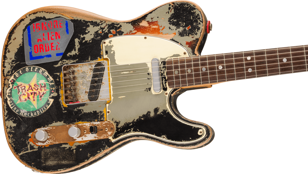 Fender Custom Shop Joe Strummer Tele Masterbuilt P.waller Ltd 2s Ht Rw - Super Heavy Relic Black O. 3-color Sunburst - Signature electric guitar - Var