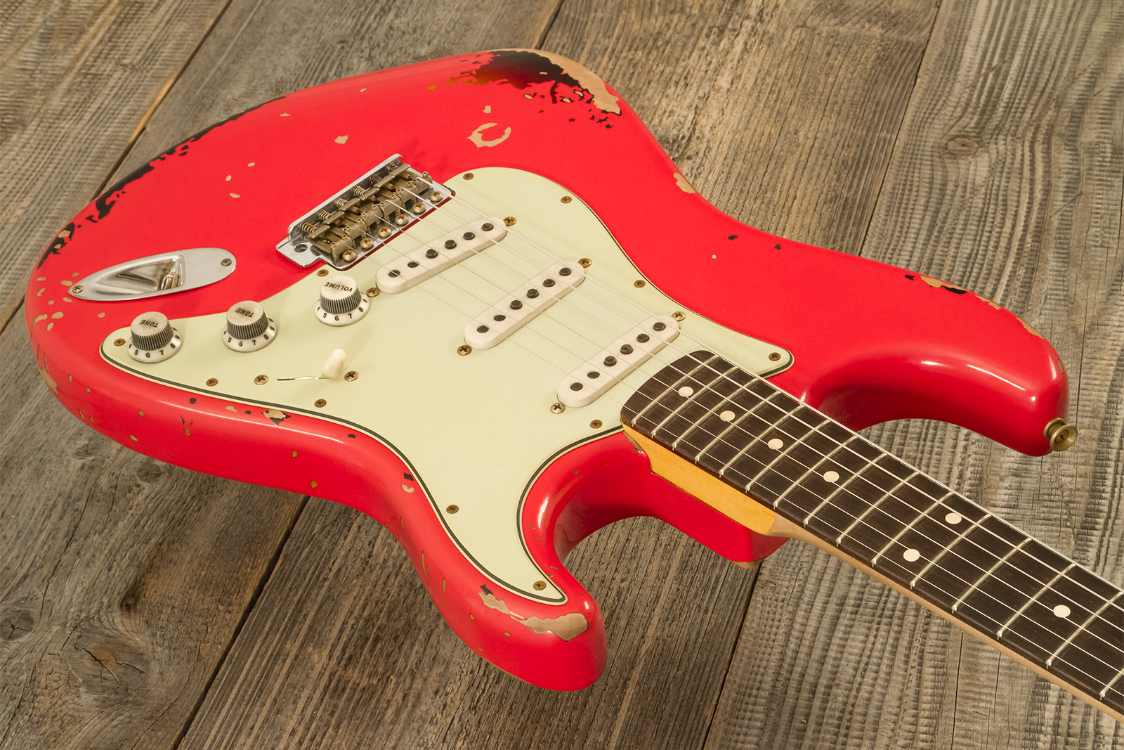 Fender Custom Shop Michael Landau Strat 1963 Signature Trem 3s #r133864 - Relic Fiesta Red O. 3-color Sunburst - Str shape electric guitar - Variation