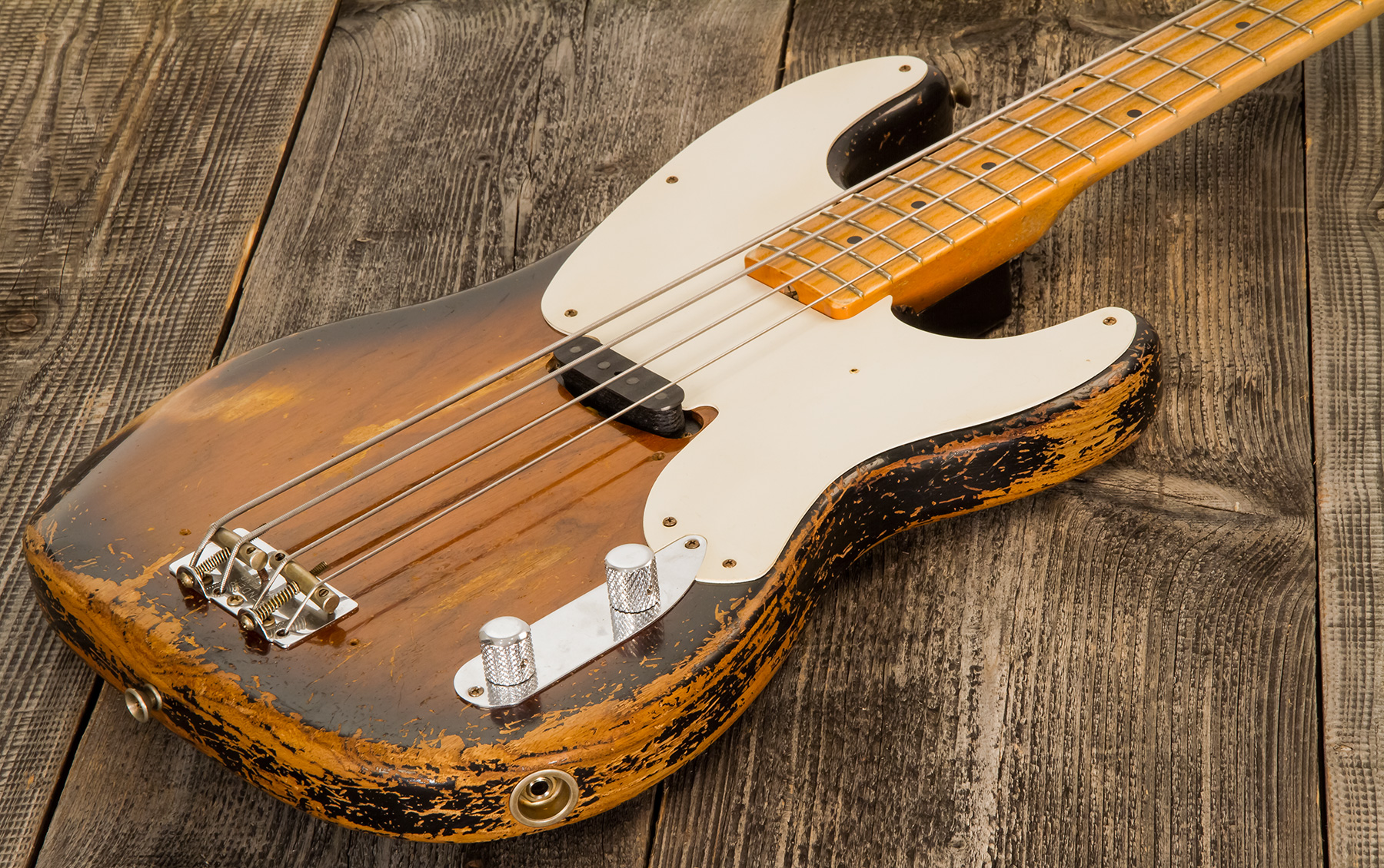 Fender Custom Shop Precision Bass 1955 Masterbuilt D.galuszka #xn3431 - Heavy Relic 2-color Sunburst - Solid body electric bass - Variation 3