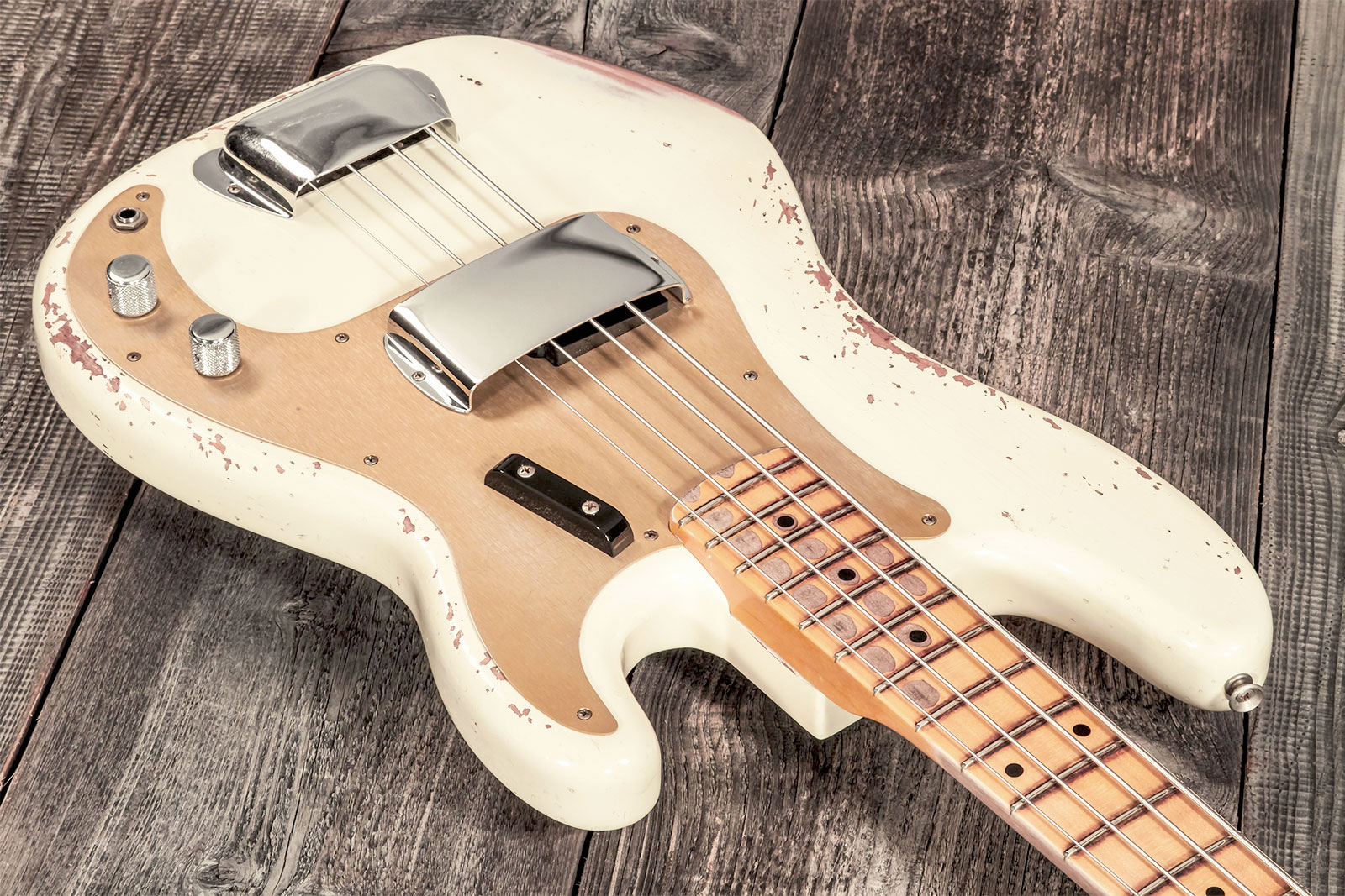 Fender Custom Shop Precision Bass 1958 Mn #cz569181 - Heavy Relic Vintage White - Solid body electric bass - Variation 2