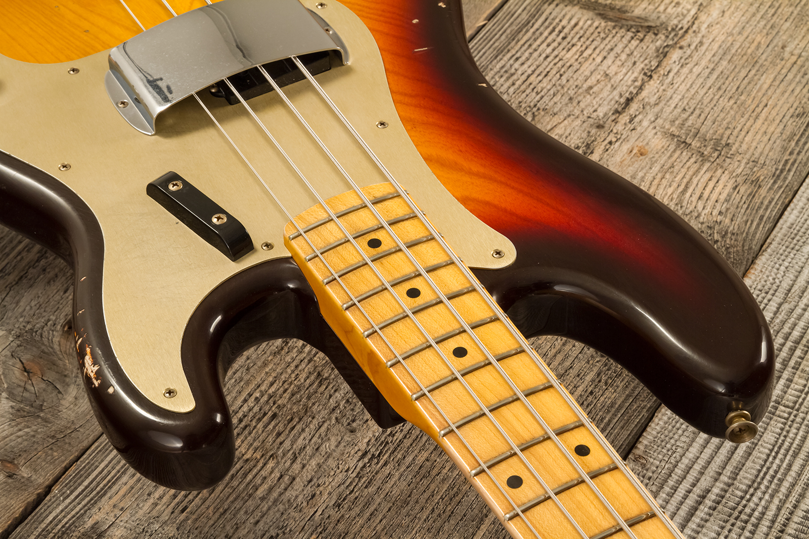 Fender Custom Shop Precision Bass 1958 Mn #cz578373 - Relic Chocolate 3-color Sunburst - Solid body electric bass - Variation 4