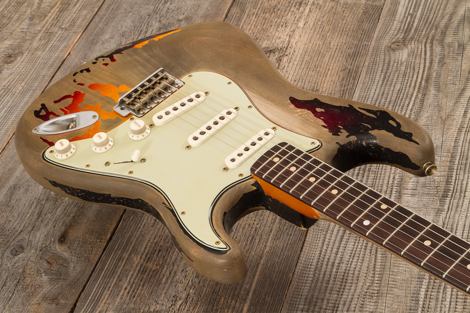 Fender Custom Shop Rory Gallagher Strat Masterbuilt D.wilson Signature 3s Trem Rw #cz574478 - Heavy Relic 3-color Sunburst - Str shape electric guitar