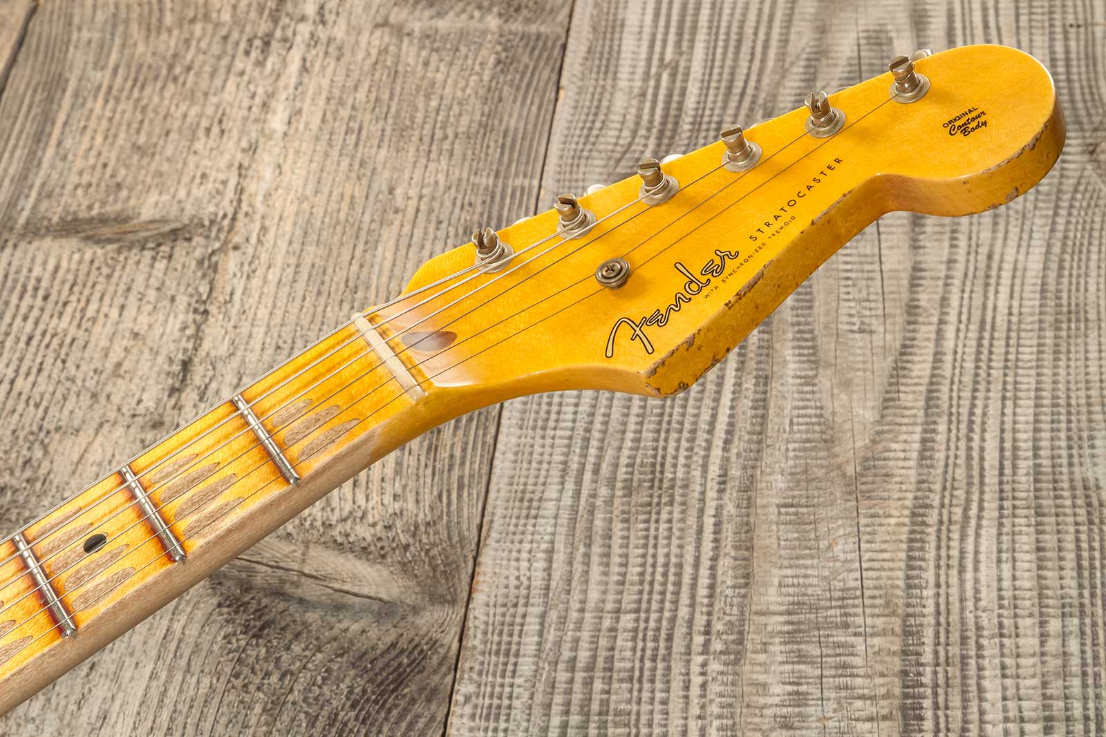 Fender Custom Shop Strat 1954 70th Anniv. 3s Trem Mn #xn4309 - Heavy Relic Wide Fade 2-color Sunburst - Str shape electric guitar - Variation 8