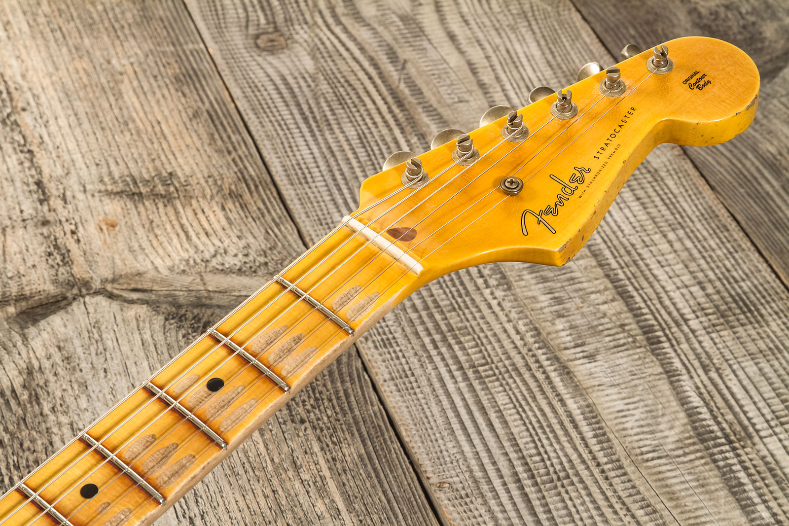 Fender Custom Shop Strat 1954 70th Anniv. 3s Trem Mn #xn4342 - Relic Vintage Blonde - Str shape electric guitar - Variation 9